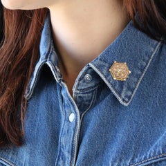 20th Century Fine Pearl 18 Karat Rose Gold Hexagonal Collar Brooch