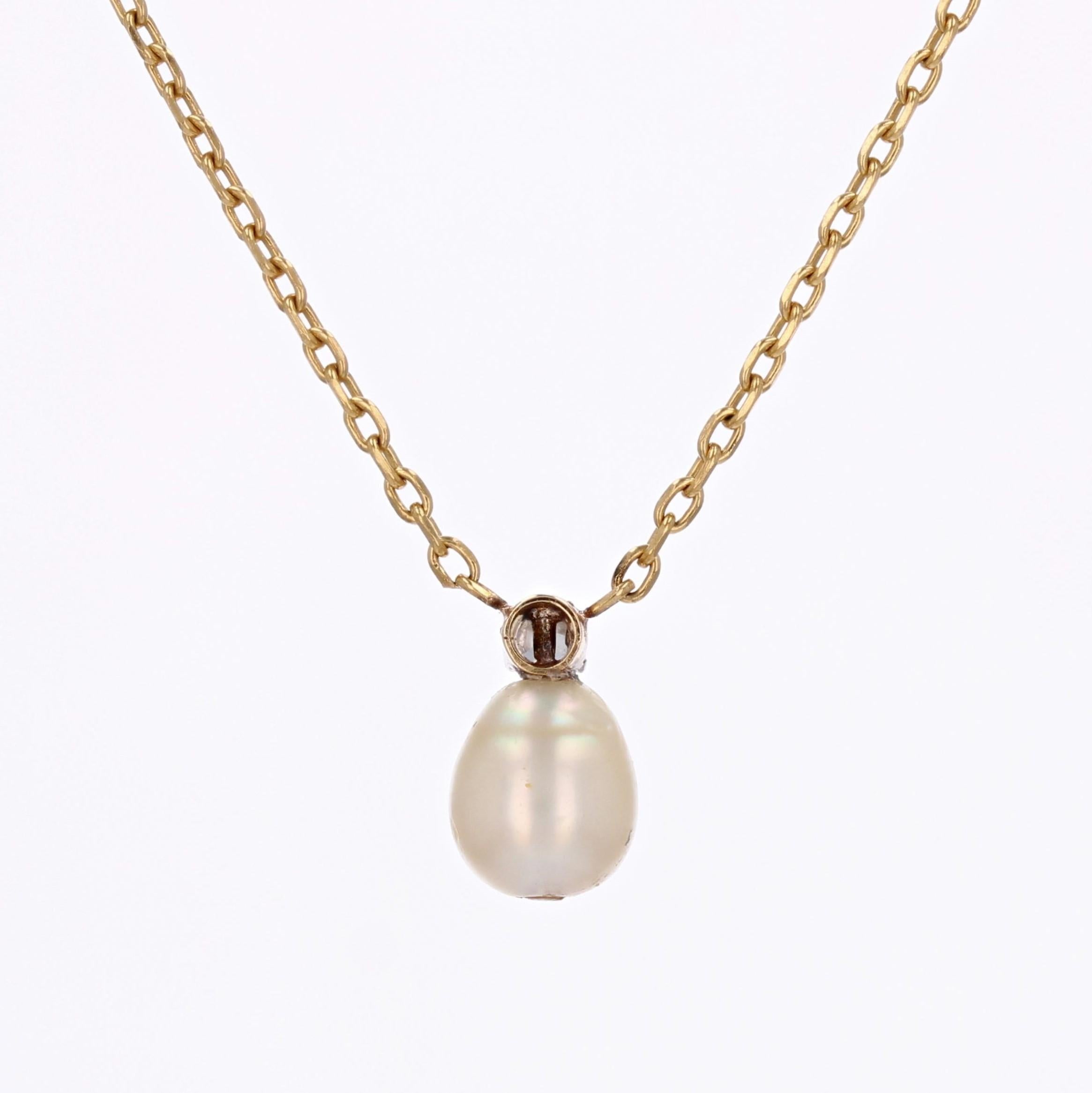 20th Century Fine Pearl and Diamond 18 Karat Yellow Gold Necklace For Sale 7