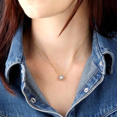 20th Century Fine Pearl Diamonds 18 Karat Yellow Gold Pendant Necklace