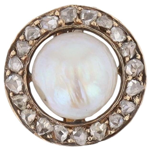 20th Century Fine Pearl Diamonds 18 Karat Yellow Gold Pendant Necklace