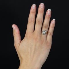 20th Century Fine Pearl Diamonds Yellow gold Platinum Marquise Ring