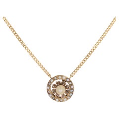 20th Century Fine Pearls Diamonds 18 Kt Yellow Gold Pendant and Chain Necklace