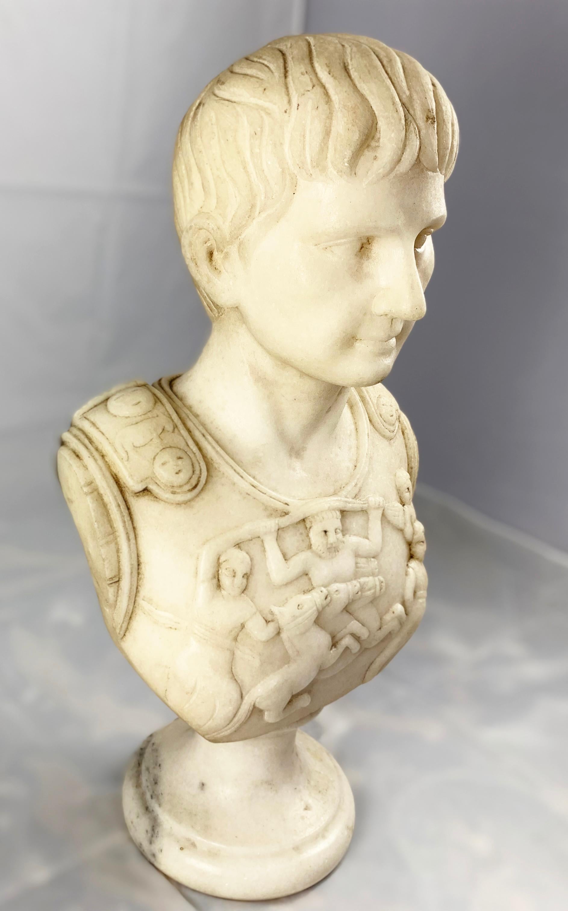 20th Century Fine White Marble Bust Of A Roman General For Sale 4
