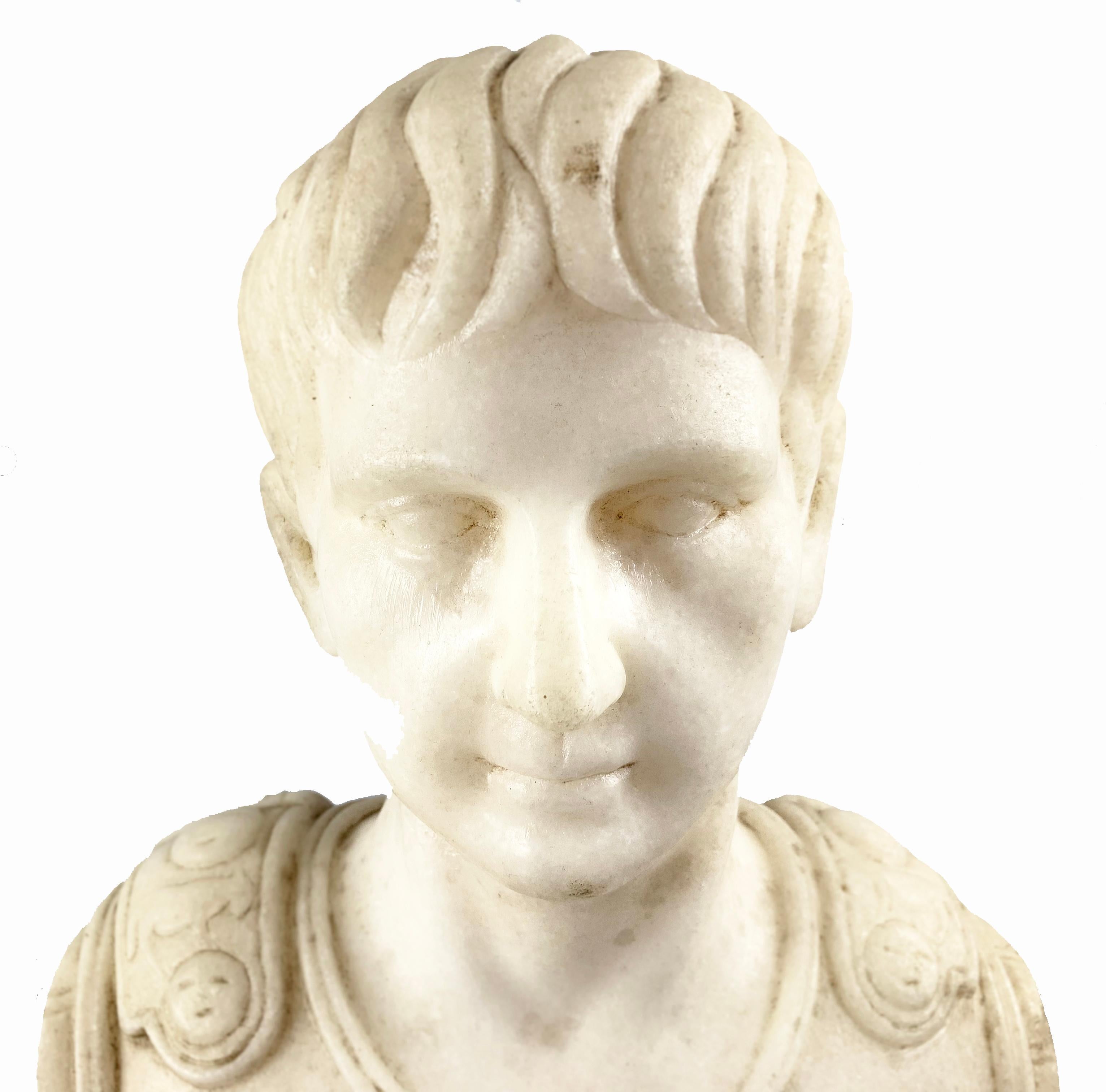 20th Century Fine White Marble Bust Of A Roman General For Sale 5