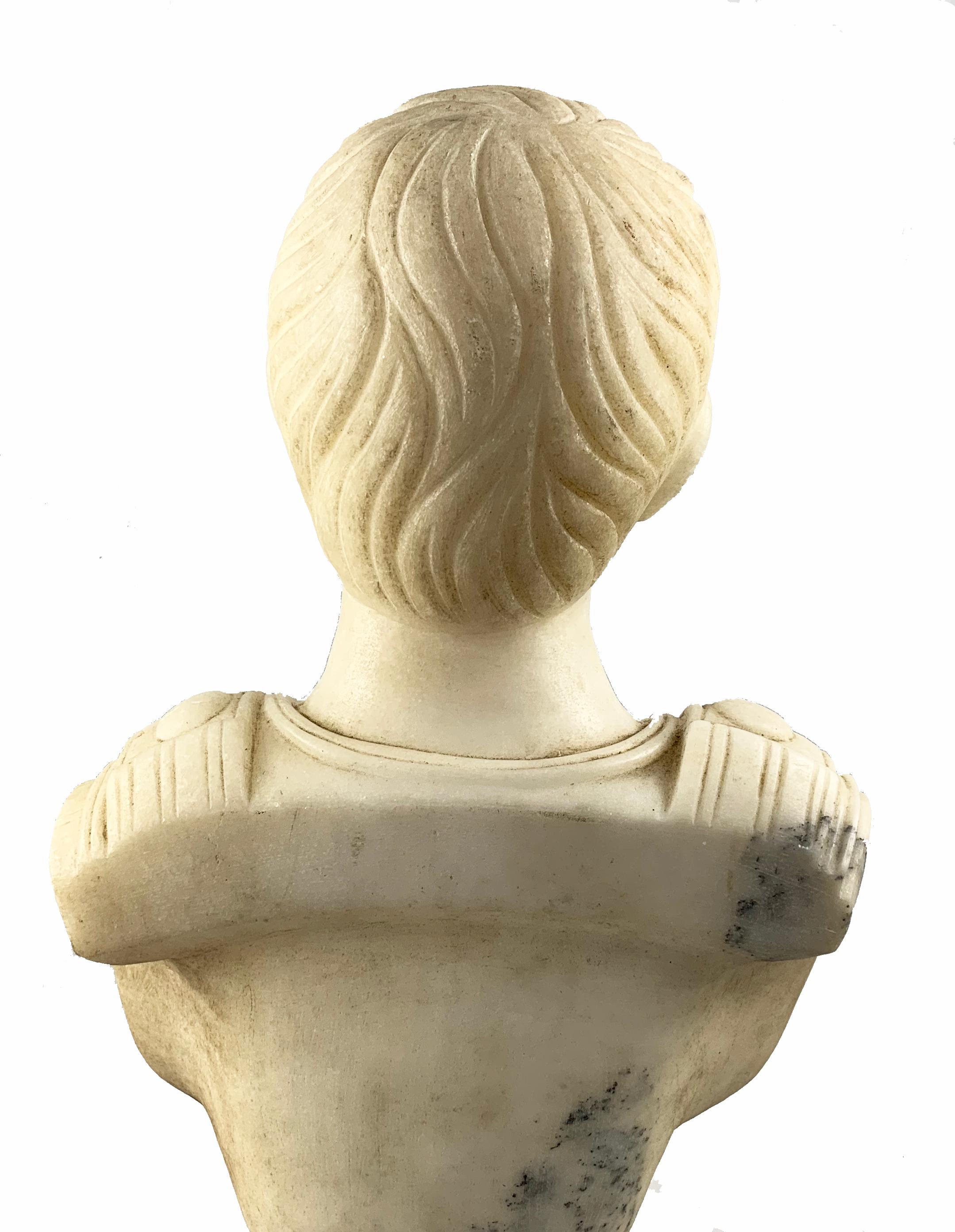 20th Century Fine White Marble Bust Of A Roman General For Sale 6