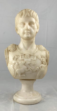 20th Century Fine White Marble Bust Of A Roman General
