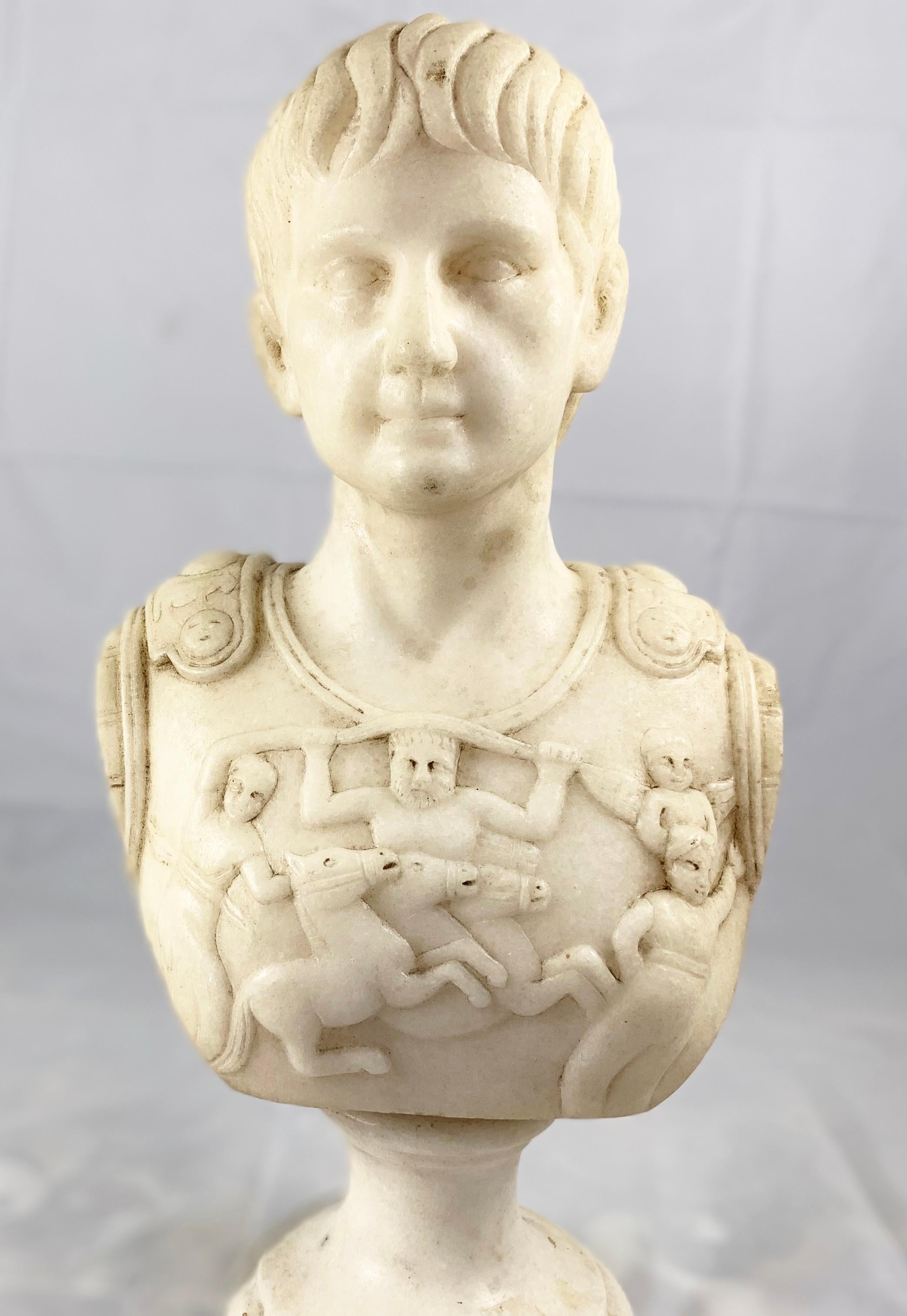 20th Century Fine White Marble Bust Of A Roman General For Sale 3