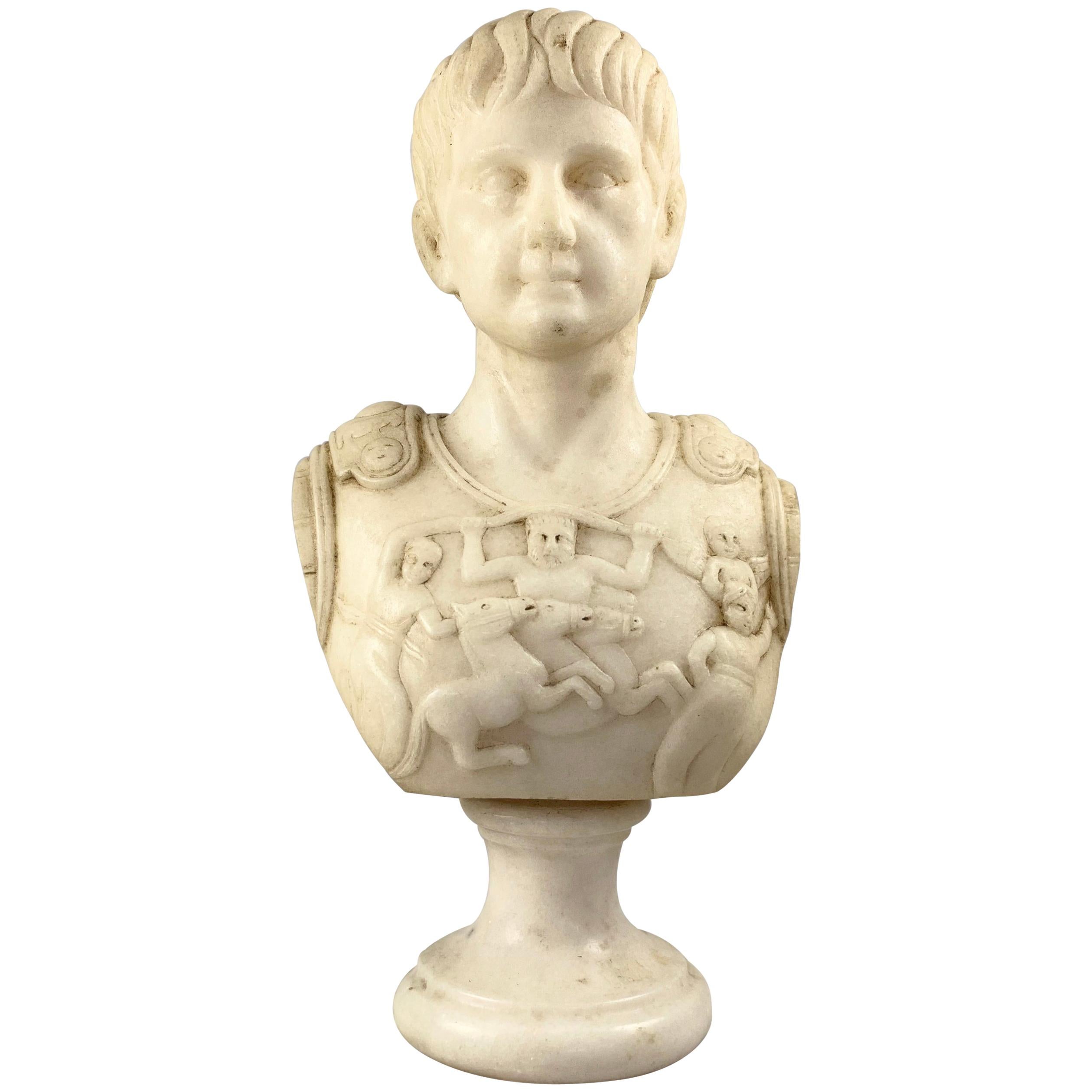 20th Century Fine White Marble Bust Of A Roman General For Sale