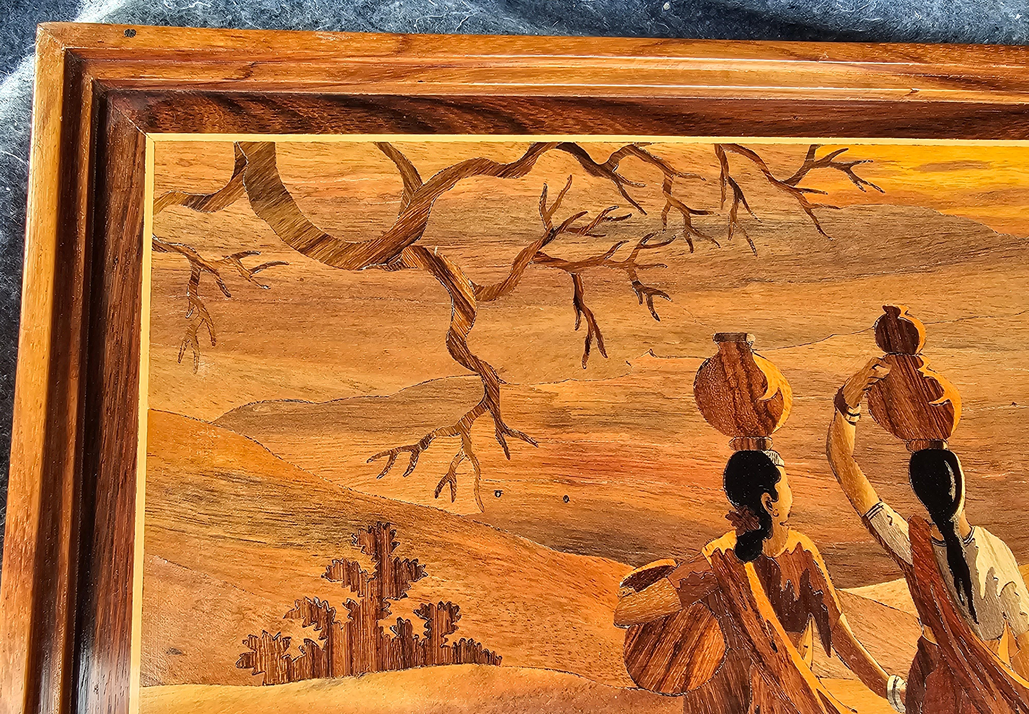 Inconnu Panneau mural décoratif en marqueterie de bois fin du 20e siècle en vente