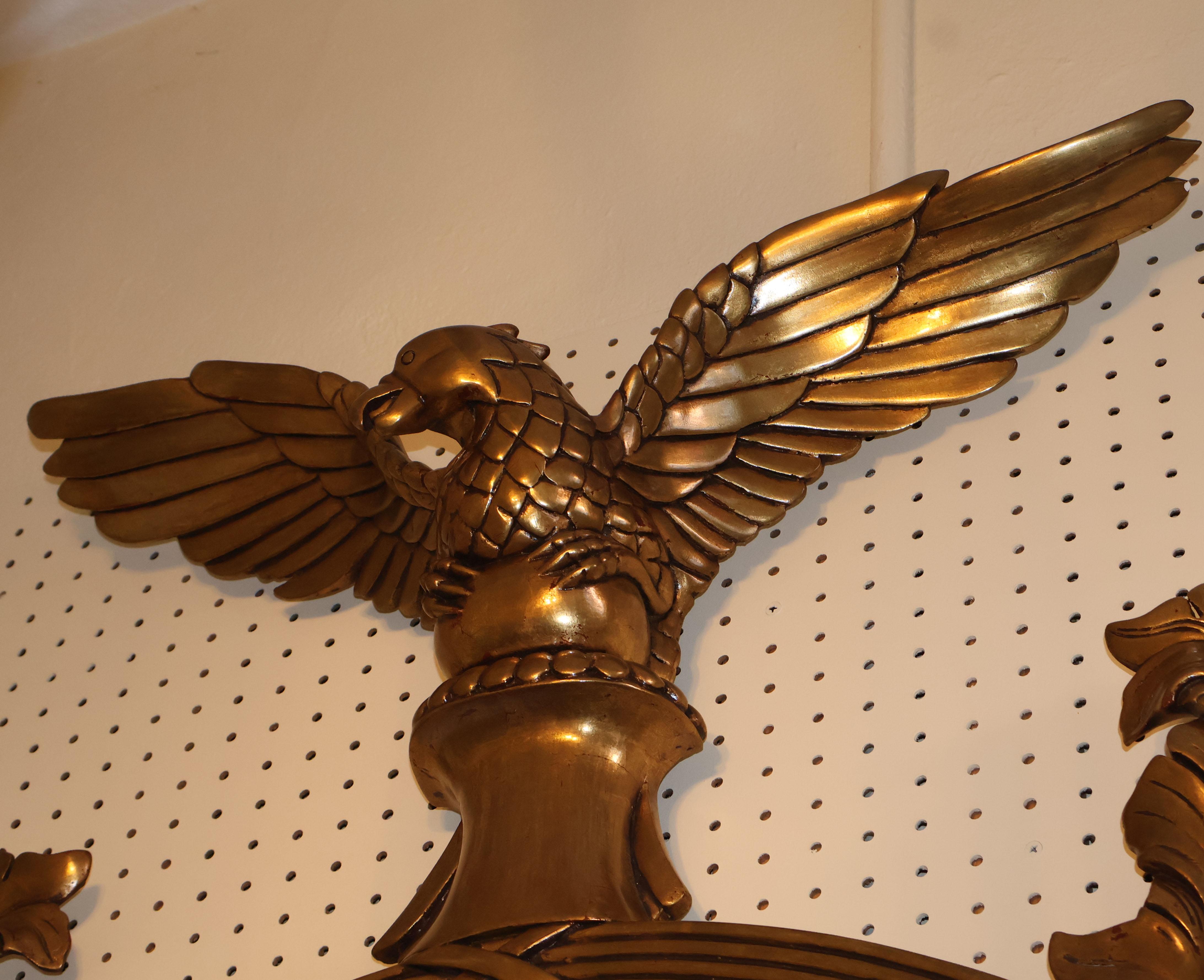 20. Jahrhundert Fein gemacht große Gold vergoldet & Mahagoni Eagle Bullseye Spiegel im Angebot 1