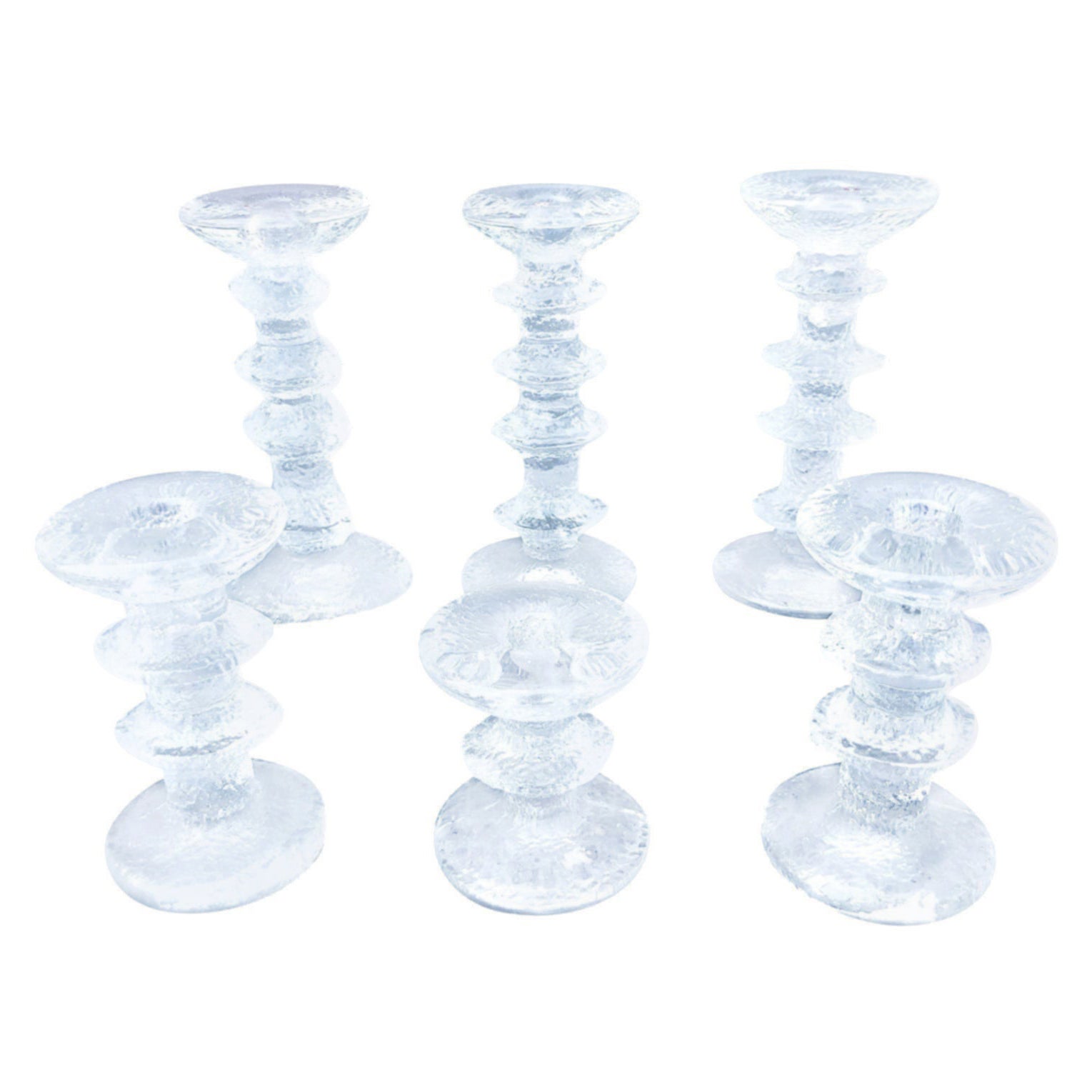 20th Century Finnish Set of Six Ljusstakar, Glass Candlesticks by Timo Sarpaneva
