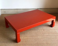 20th Century Fire Red Lacquer Low Table in Chinese Style