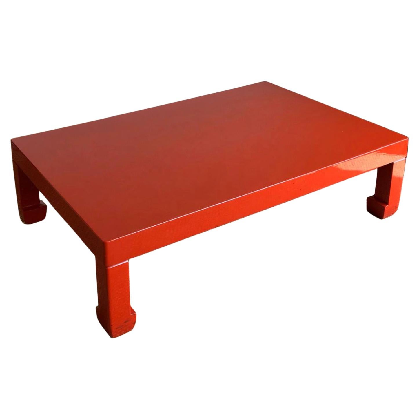 20th Century Fire Red Lacquer Low Table in Chinese Style