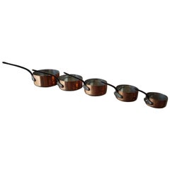 20th Century Five-Piece French Copper Pans