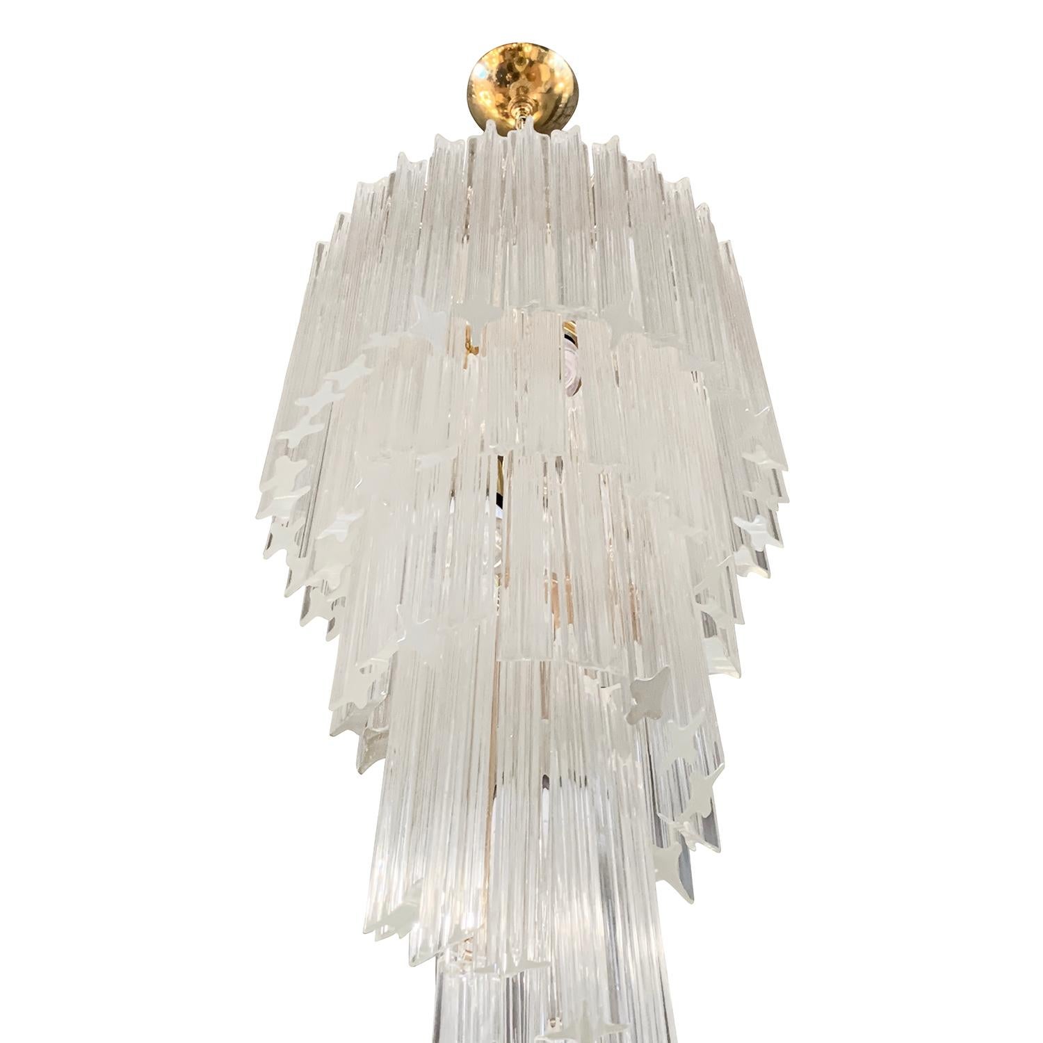 Mid-Century Modern 20th Century Italian Five-Tiered Spiral Murano Glass Chandelier by Paolo Venini