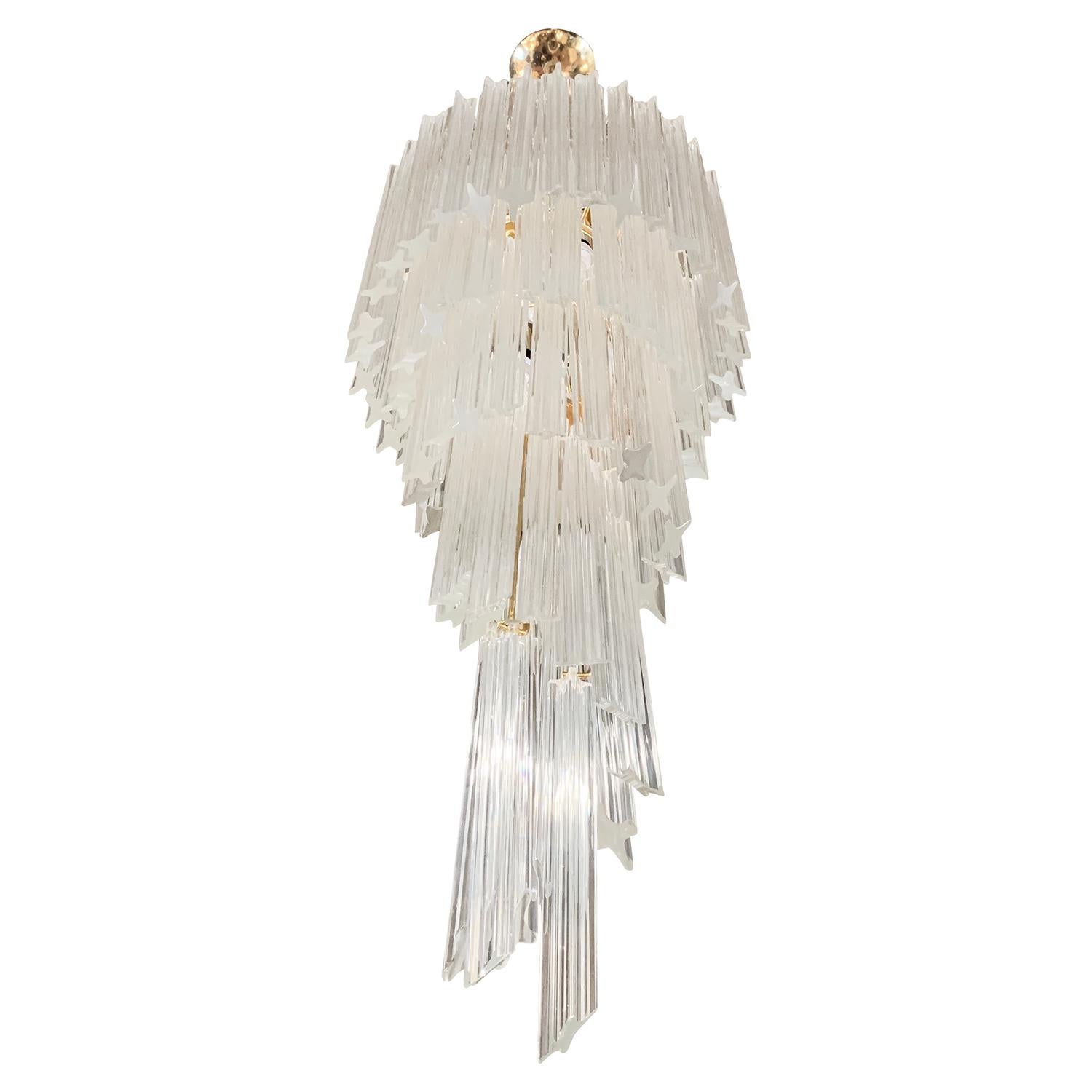 Hand-Crafted 20th Century Italian Five-Tiered Spiral Murano Glass Chandelier by Paolo Venini