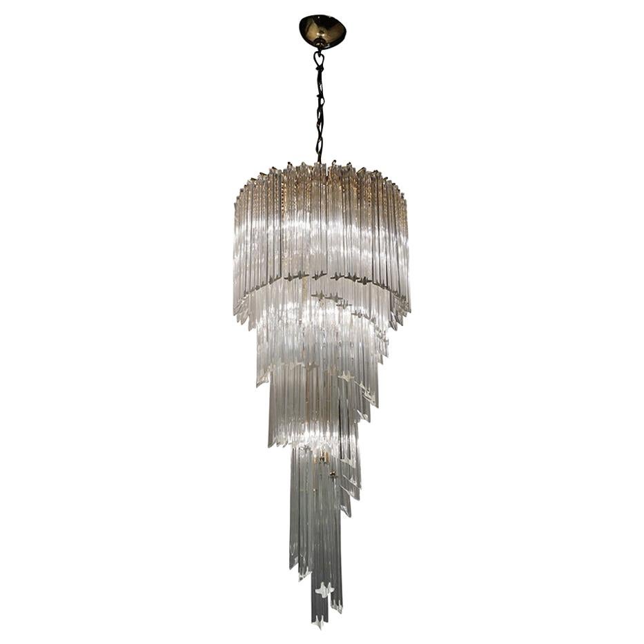 20th Century Italian Five-Tiered Spiral Murano Glass Chandelier by Paolo Venini In Good Condition In West Palm Beach, FL