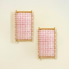 20th Century, Flavio Poli for Seguso Pair of Murano Glass Wall Scones