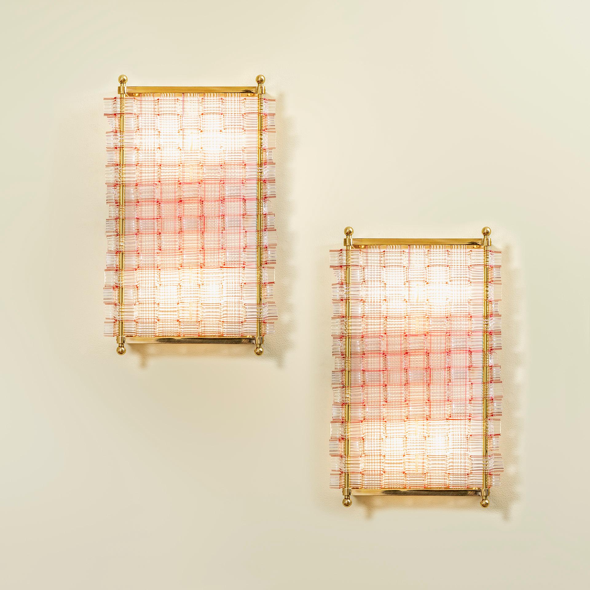 siglo XX, Flavio Poli para Seguso Pareja de búcaros de pared en cristal de Murano Moderno de mediados de siglo en venta