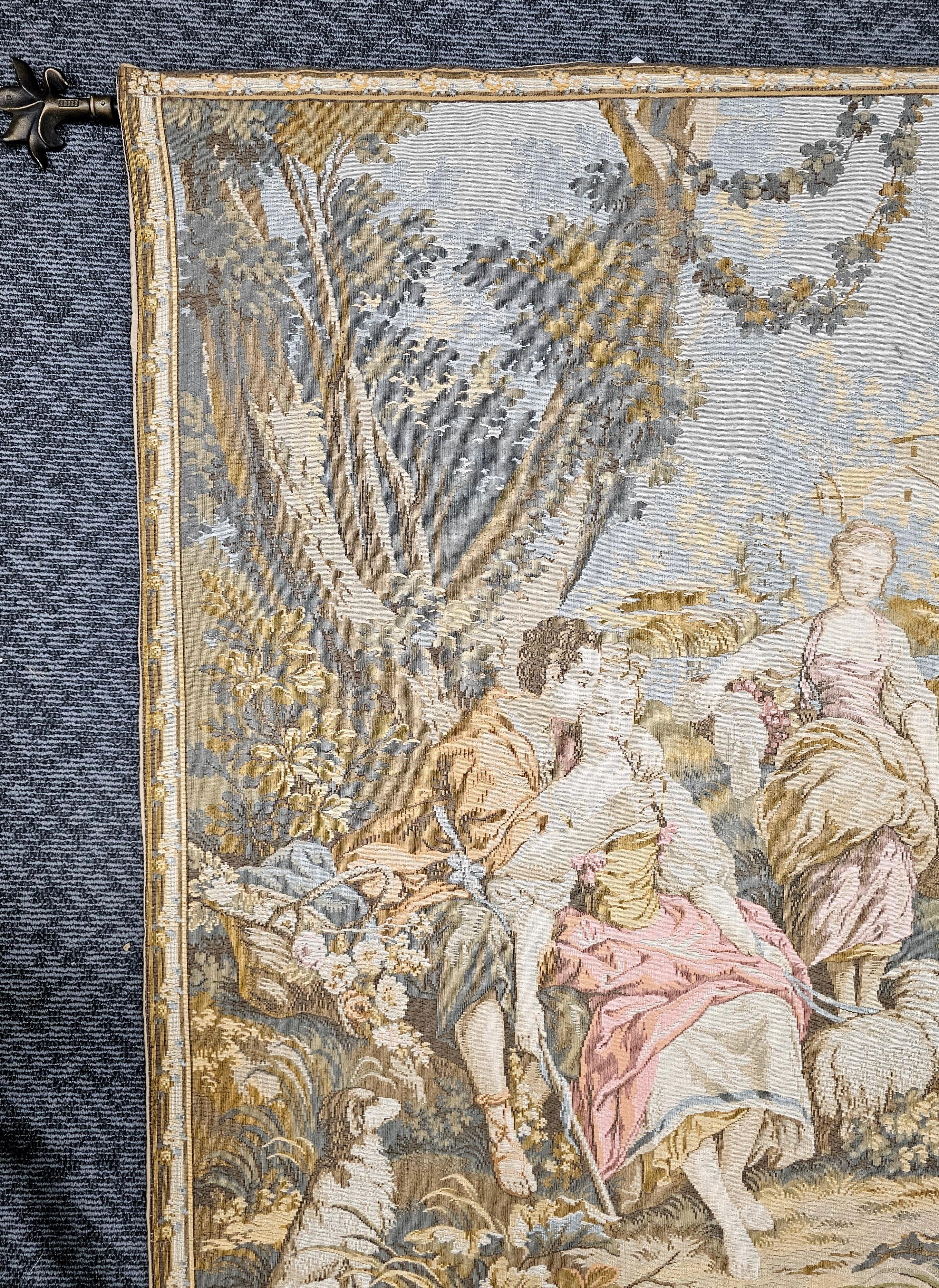 Autre Tapisserie murale de style flamand du 20e siècle avec barre de suspension en vente