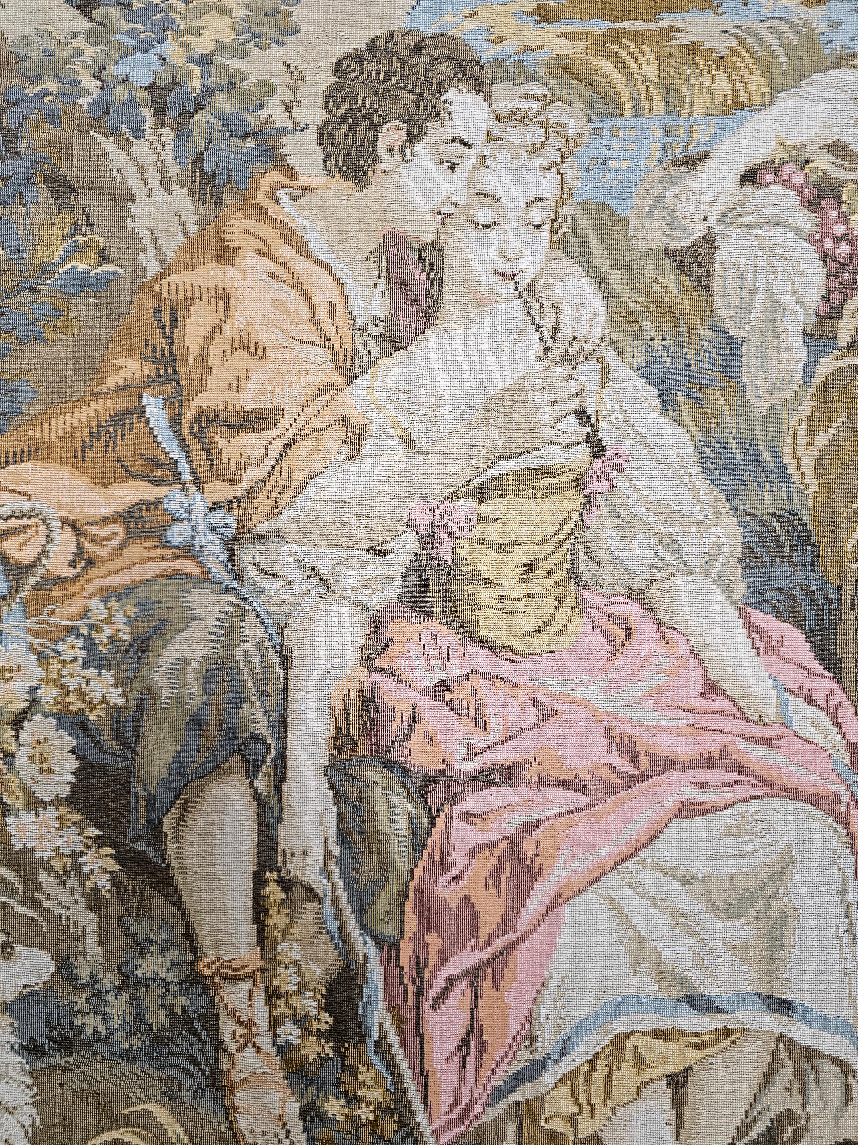 20ième siècle Tapisserie murale de style flamand du 20e siècle avec barre de suspension en vente