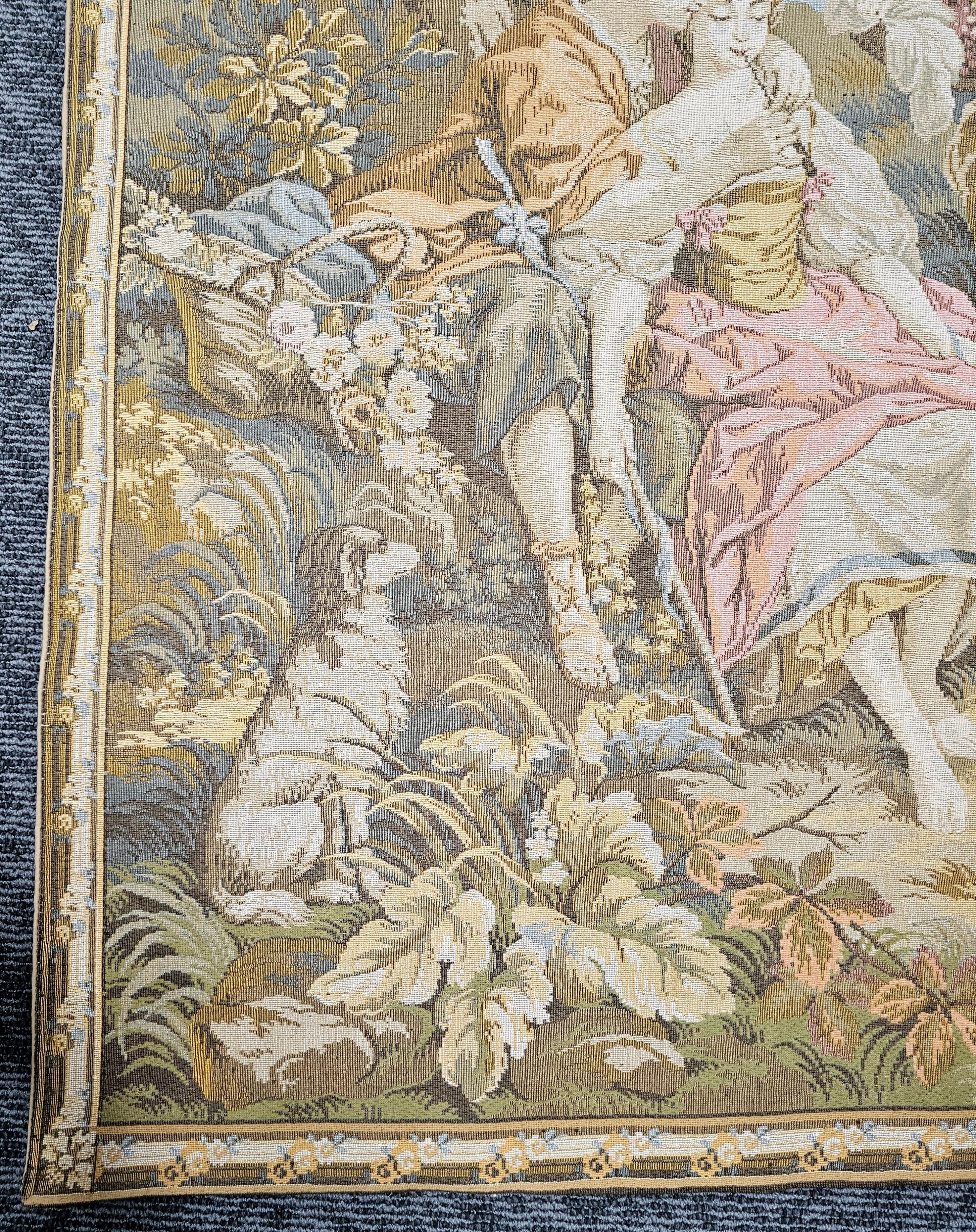 Textile Tapisserie murale de style flamand du 20e siècle avec barre de suspension en vente