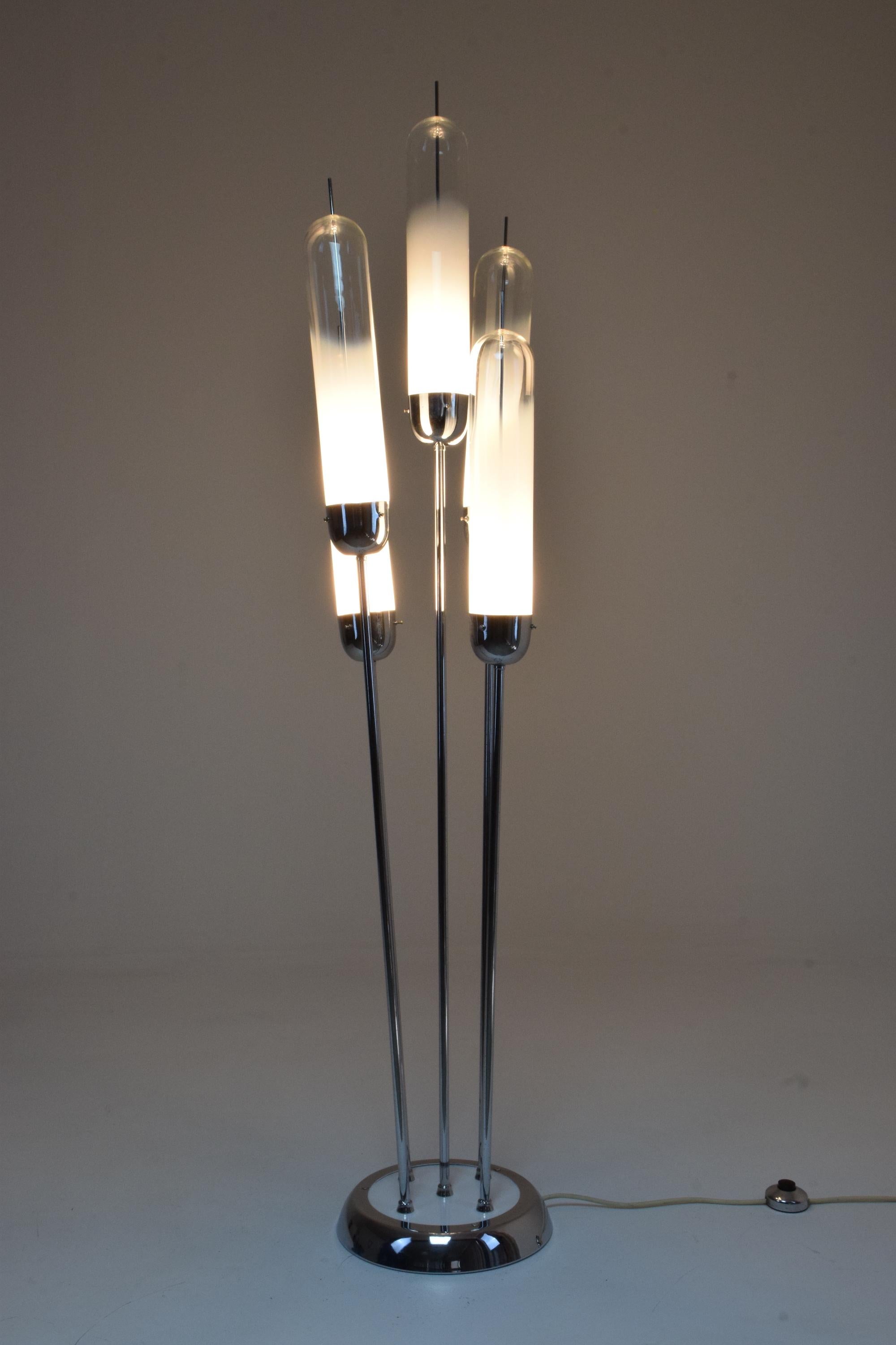 Stainless Steel 20th Century Floor Lamp in Murano Glass by Carlo Nason for Mazzega, 1970s For Sale