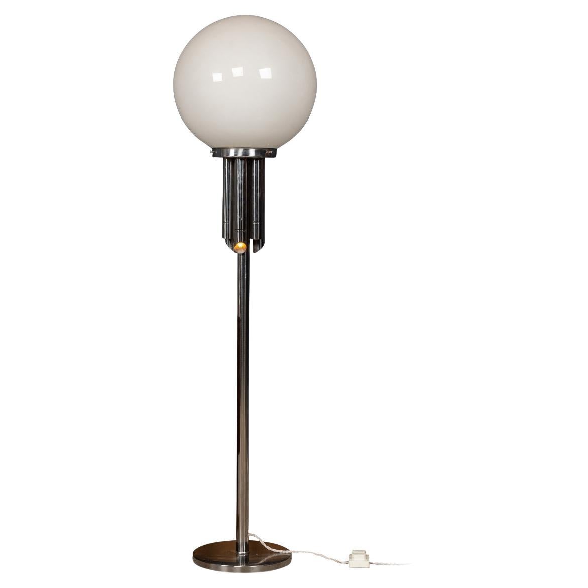 20th Century Floor Lamp With Hand Blown Venetian Glass Shade, Murano Italy For Sale