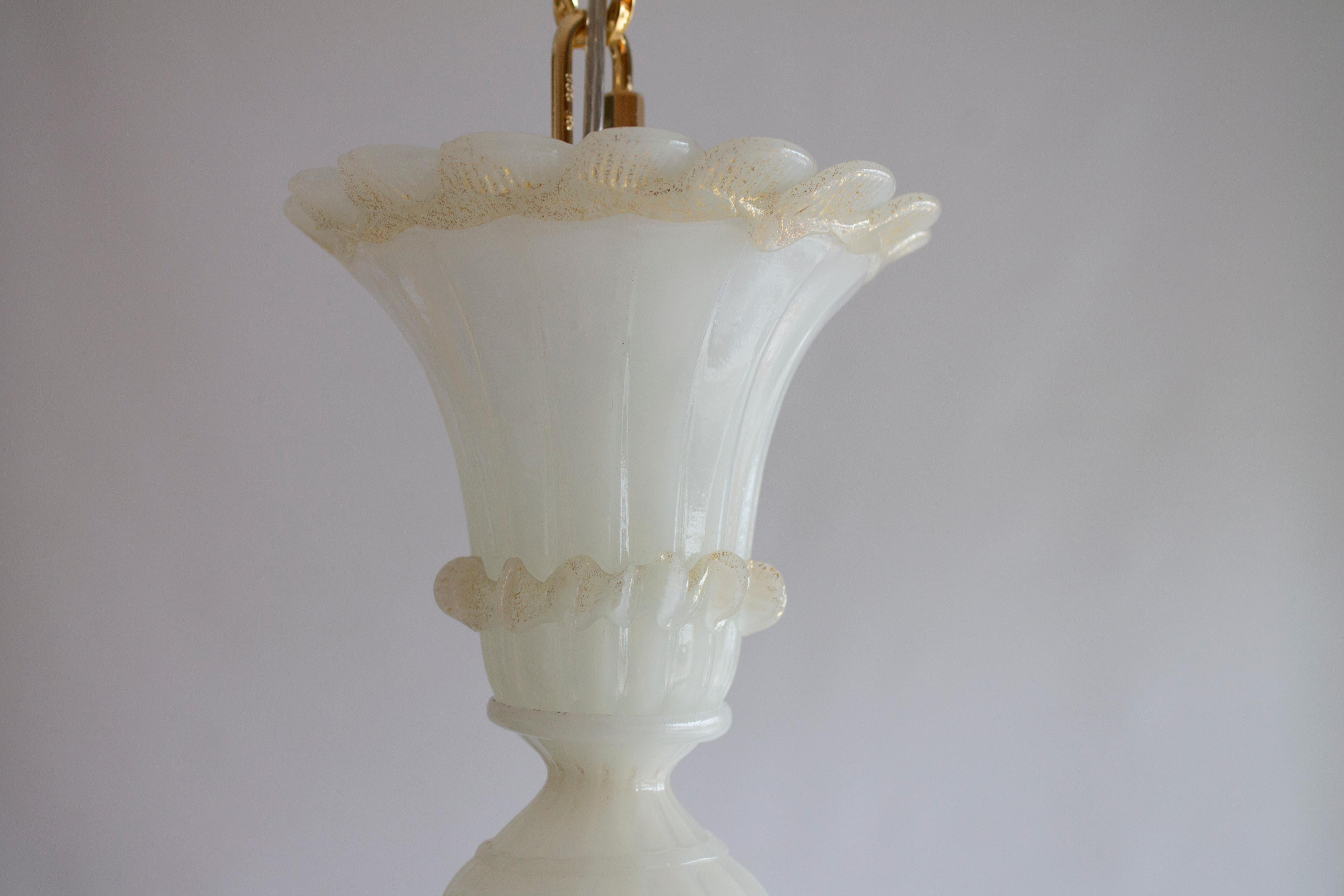Blumenkronleuchter aus Seiden- undmberfarbenem Muranoglas des 20. Jahrhunderts mit Gold im Angebot 6