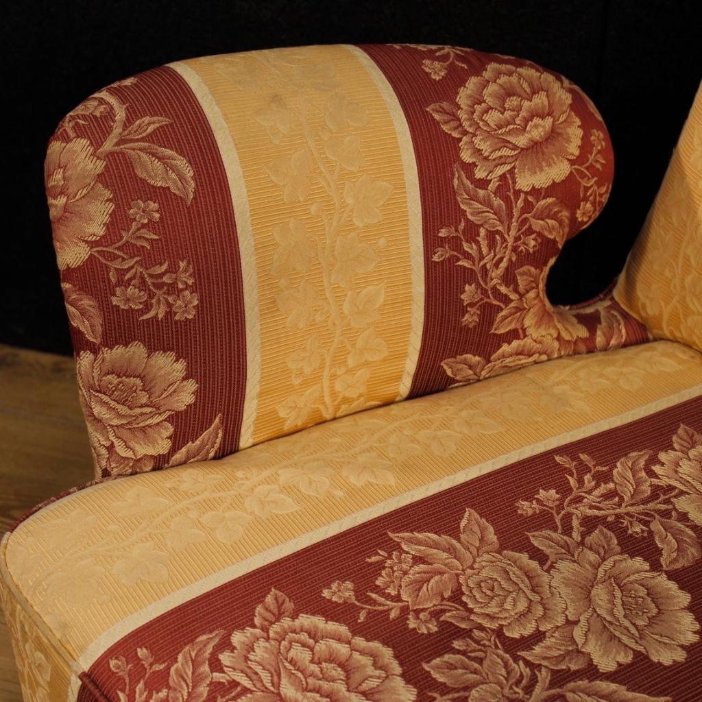 20th Century Floral Fabric and Wood Italian Ulrich Style Design Armchair, 1950 5
