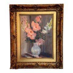 20th Century Floral Still Life Painting, Framed