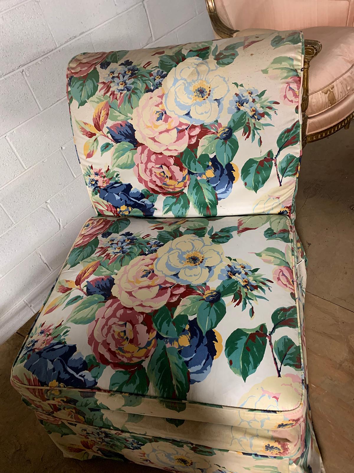 20th Century Floral Upholstered Slipper Chair For Sale 7