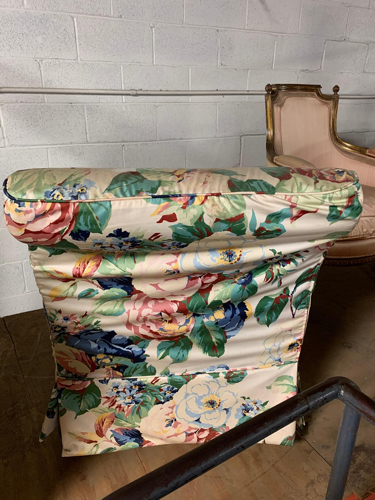 20th Century Floral Upholstered Slipper Chair For Sale 9