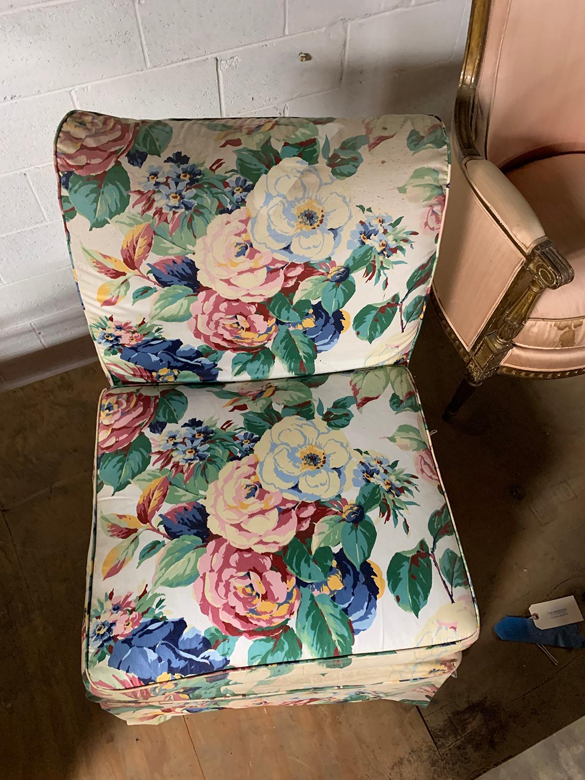 20th Century Floral Upholstered Slipper Chair For Sale 1