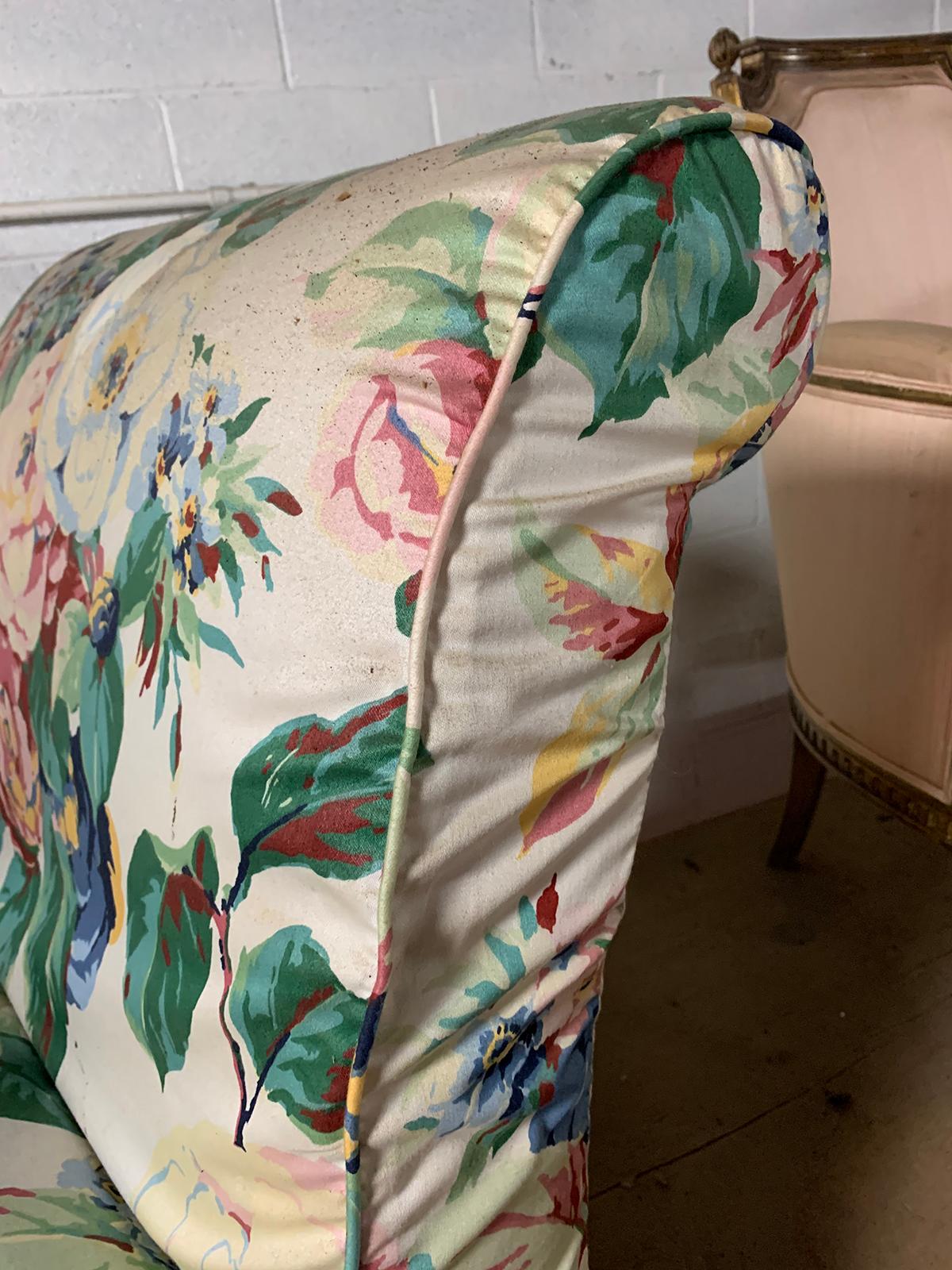 20th Century Floral Upholstered Slipper Chair For Sale 2