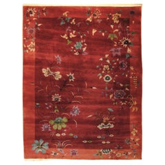 20th Century Floreal Total Red Chinese Deco Nichols Rug, ca 1930