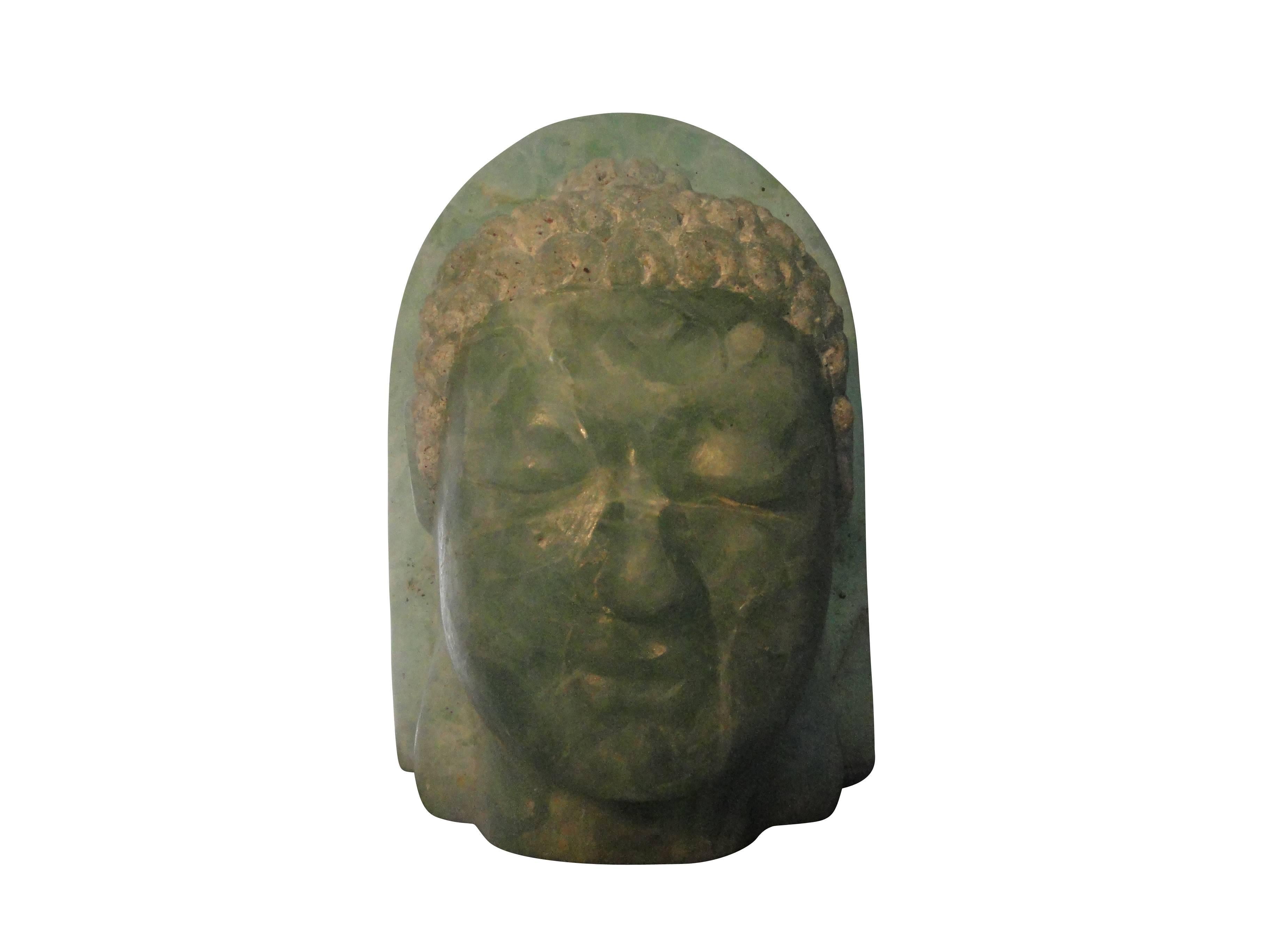 20th century oriental folded glass Buddha head sculpture.
Extremely heavy, approximately 250#.