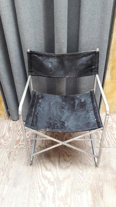 20th Century Folding Chrome Chair with Goat Leather