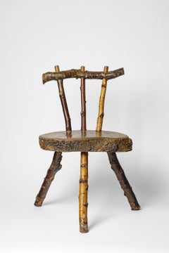 20th century folk art brutalist design wood chair france circa 1950 unique piece