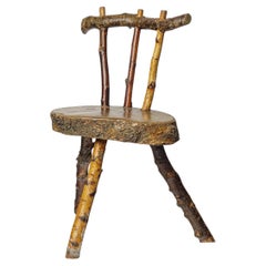 20th century folk art brutalist design wood chair france circa 1950 unique piece