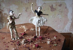20th Century Folk Art John Carr's Jacquard Puppets Marionette Pierrot & Pierette