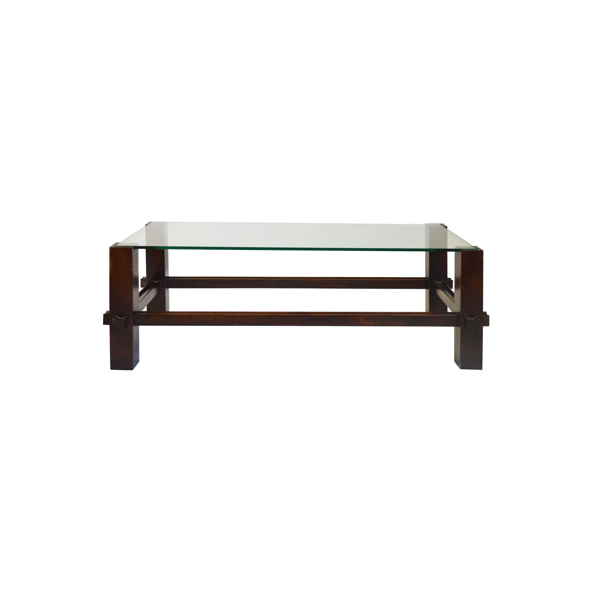 Italian 20th Century Fontana Arte Coffee Table Model 2461 in Wood and Glass