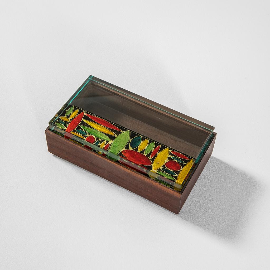 Italian 20th Century Fontana Arte Object Box in Wood and Ground Painted Glass '50s