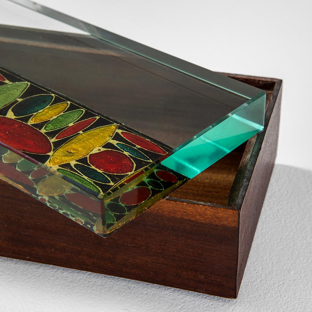 Mid-20th Century 20th Century Fontana Arte Object Box in Wood and Ground Painted Glass '50s