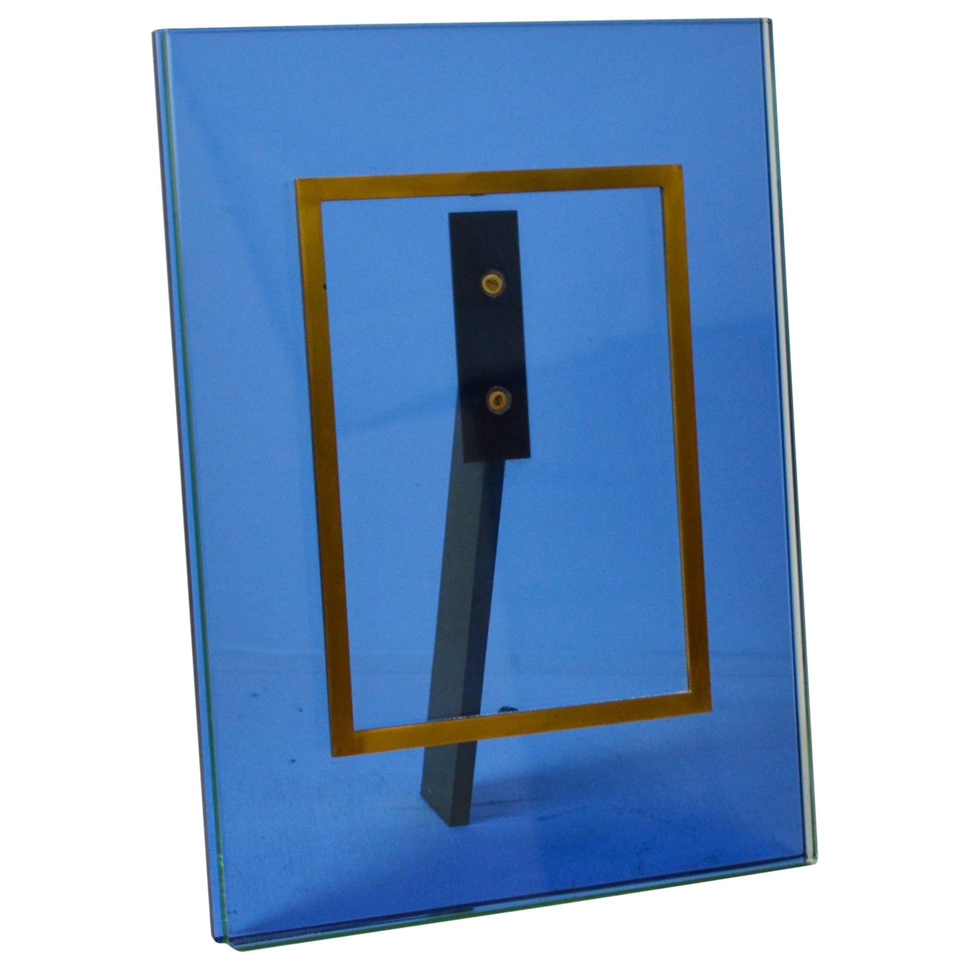 20th Century Fontana Arte Picture Frame Mod. N. 2426 Crystal and Brass Frame