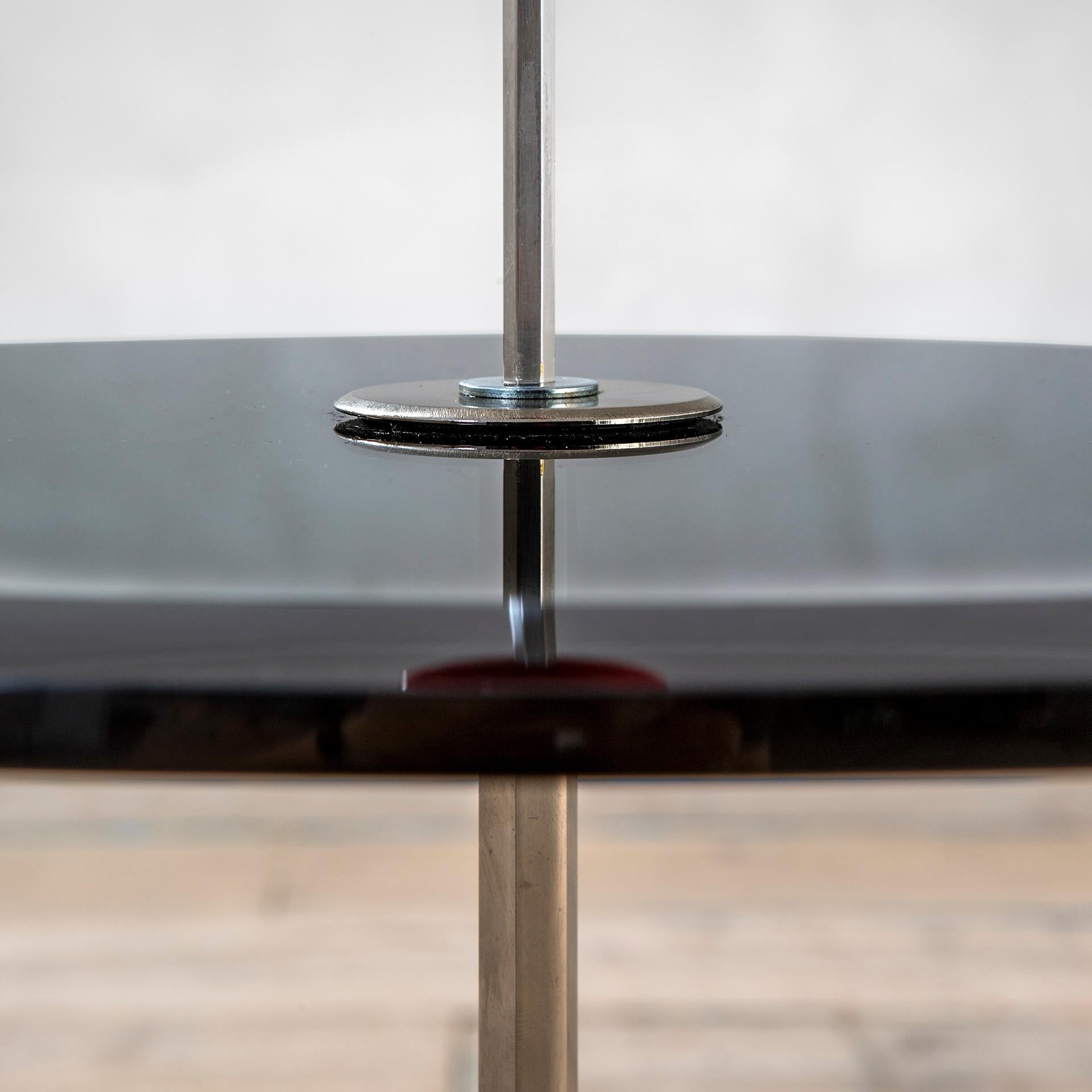 Mid-Century Modern 20th Century Fontana Arte Side Table Model Orio by Pier Luigi Cerri Grey Glass
