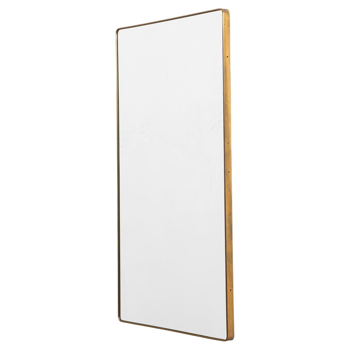 20th Century Fontana Arte Wall Mirror with Brass Edge from 1950s