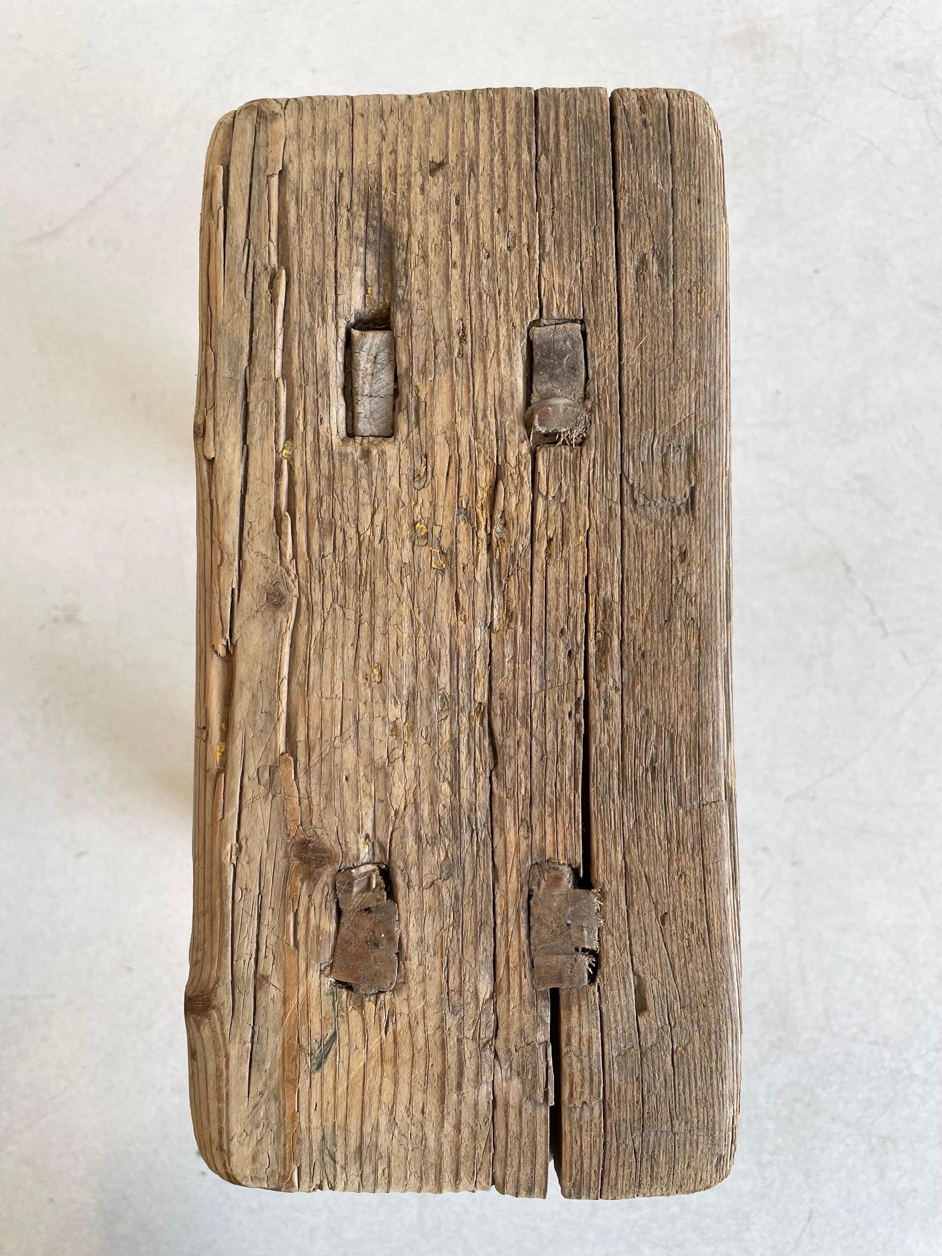 Antique Mini Elm Wood Stool For Sale 2