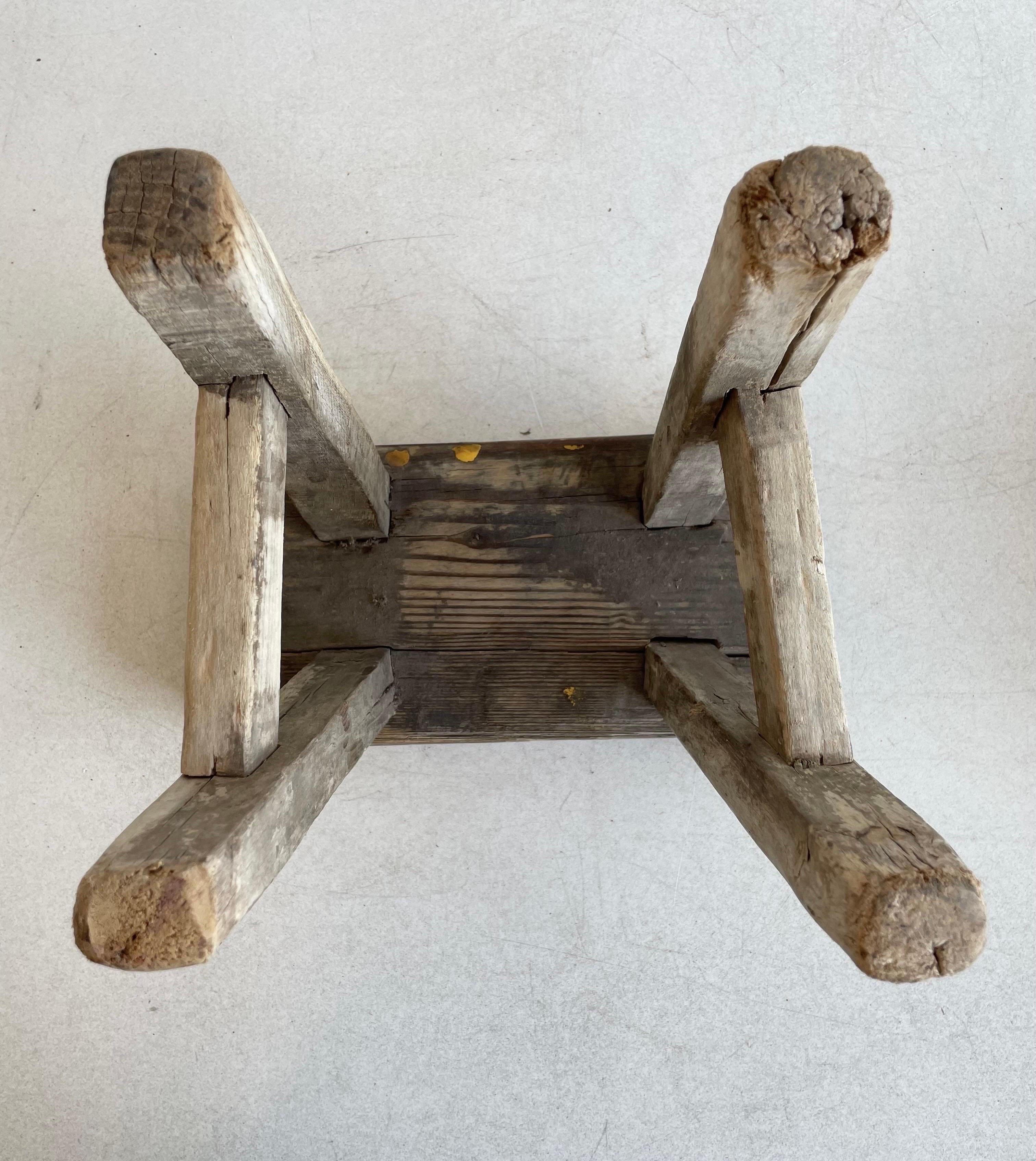 Antique Mini Elm Wood Stool For Sale 3