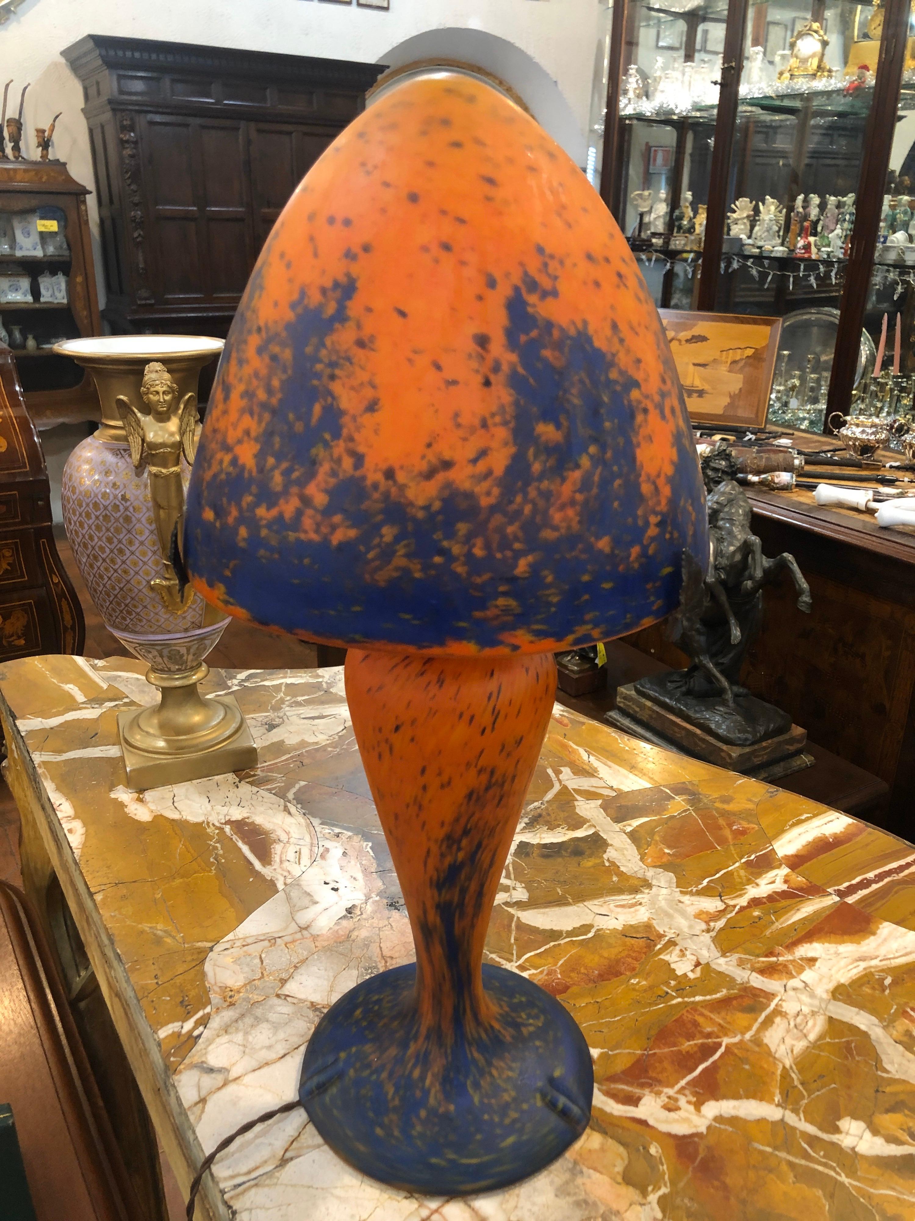 20th Century Art Decorative Lamp in Glass 1925 Charles Schneider In Good Condition In Roma, RM